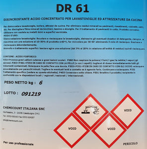 Disincrostante DR 61 professionale 4x6Lt (24 Lt) - Valtservice Grandi Impianti